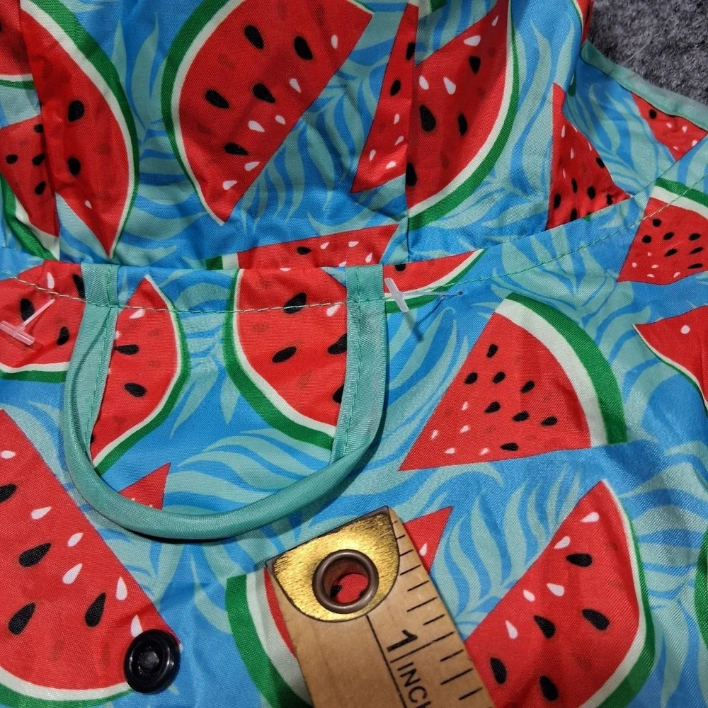 Watermelon Print‎ Dog Raincoat Hooded Blue Tropical Fruit Pet Jacket Small